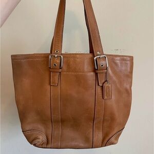 Coach Tan Leather Tote with Structured Design
